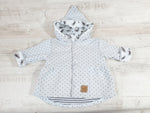Atelier MiaMia - giacca con cappuccio bambino bambino taglia 50-140 giacca firmata, cappotto limitato! Dente di leone grigio chiaro in maglia 45