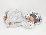 Atelier MiaMia - giacca con cappuccio bambino bambino taglia 50-140 giacca firmata, cappotto limitato! Dente di leone grigio chiaro in maglia 45