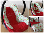 Kopfstütze rot-grüne Schwalben oder Kopfstütze mit Sitzverkleinerung 65 von Atelier MiaMia