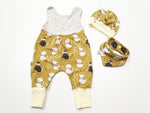 Atelier MiaMia onesie short and long also as a baby set sheep mustard grey