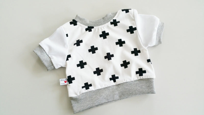 Atelier MiaMia - Hoodie sweater black crosses 99 baby child from 44-122 short or long-sleeved Designer Limited !!