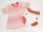 Atelier MiaMia - Abito con cappuccio a maniche corte, anche in un set con leggings, taglia 50-140, fiori, rosso, sfumato Summer6
