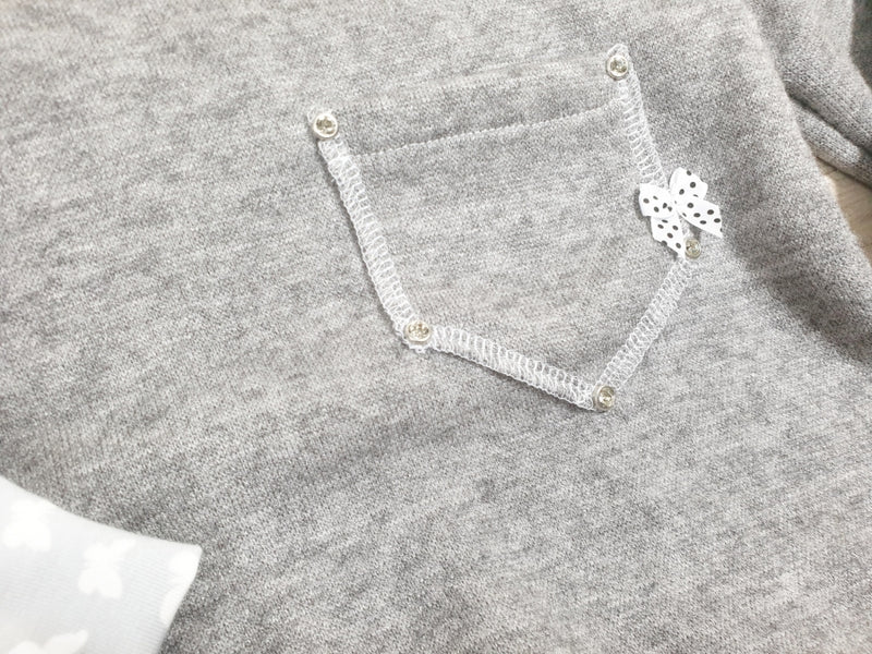 Atelier MiaMia - maglione con cappuccio in maglia grigio bambino bambino da 44-122 grigio manica corta o lunga