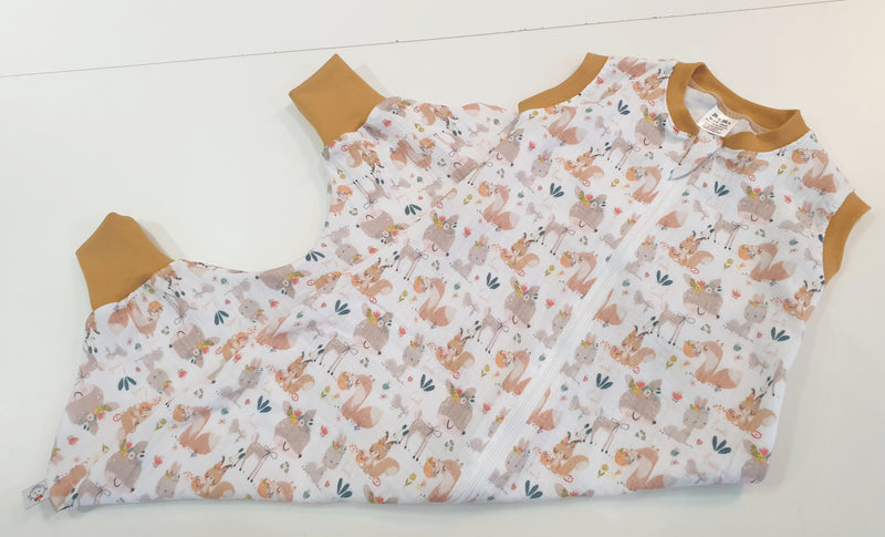 Atelier MiaMia *Mutzelpumper* sleeping bag with feet, size. 50-104 Forest Animals Orange